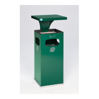 VAR Collecteur de déchets/cendrier B 32 vert mousse avec toit de protection, insert intérieur 38 l