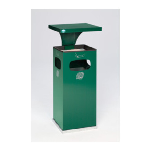 VAR Collecteur de déchets/cendrier B 32 vert mousse avec toit de protection, insert intérieur 38 l