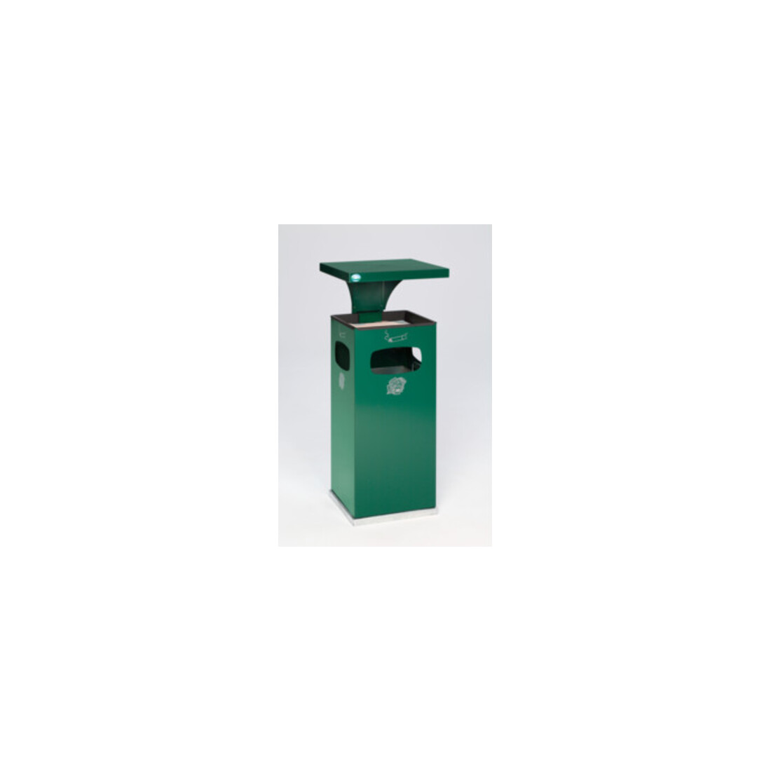 VAR Collecteur de déchets/cendrier B 32 vert mousse avec toit de protection, insert intérieur 38 l