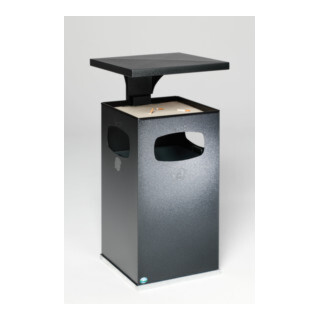 VAR Collecteur de déchets/cendrier B 42 argent antique avec toit de protection et insert intérieur 72 l