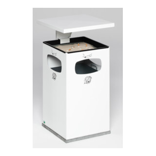 VAR Collecteur de déchets/cendrier B 42 avec toit de protection, insert intérieur blanc 72 l