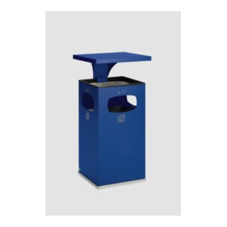 VAR Collecteur de déchets/cendrier B 42 avec toit de protection, insert intérieur, bleu gentiane 72 l