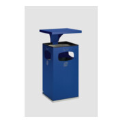 VAR Collecteur de déchets/cendrier B 42 avec toit de protection, insert intérieur, bleu gentiane 72 l