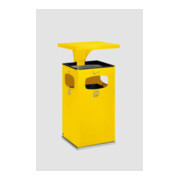 VAR Collecteur de déchets/cendrier B 42 jaune avec toit protecteur, insert intérieur 72 l
