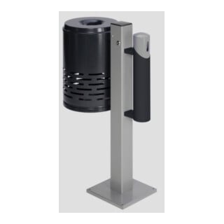 VAR Collecteur de déchets/cendrier - Combinaison AG 101 Corbeille à déchets anthracite - Corps anthracite - Partie supérieure argent 1,4 l/46 l