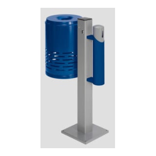 VAR Collecteur de déchets/cendrier - combinaison AG 101 corbeille à déchets bleu gentiane - corps bleu gentiane - tête argent 1,4 l/46 l