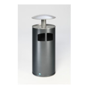 VAR Collecteur de déchets/cendrier H 111 avec toit argenté incl. insert intérieur 86 l