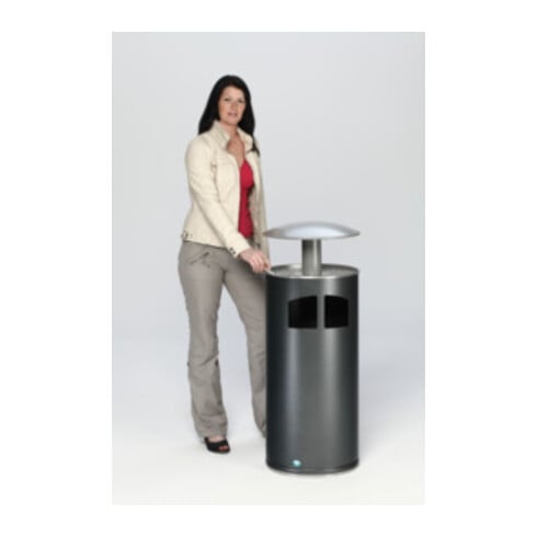 VAR Collecteur de déchets/cendrier H 111 avec toit argenté incl. insert intérieur 86 l