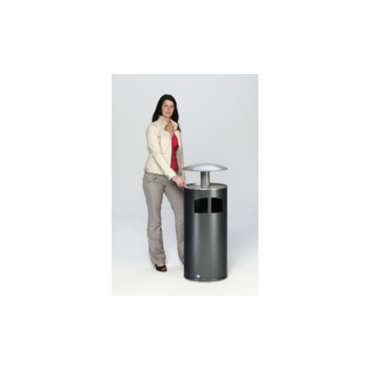 VAR Collecteur de déchets/cendrier H 111 avec toit argenté incl. insert intérieur 86 l