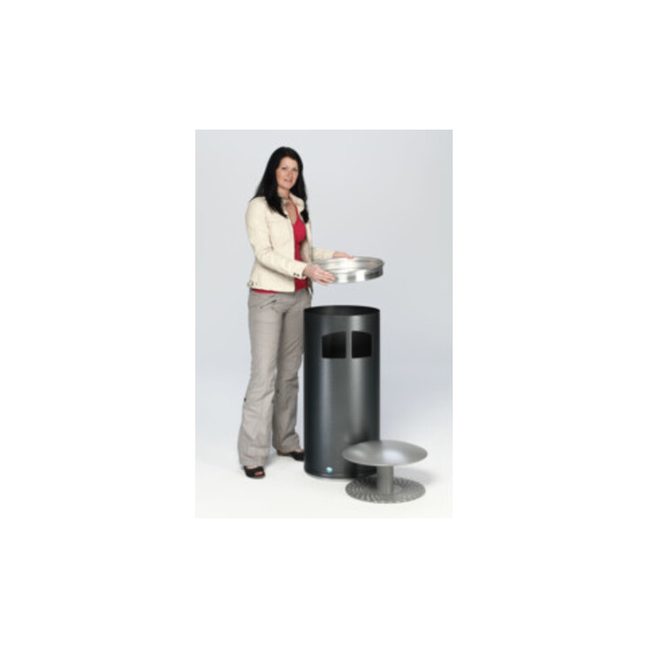 VAR Collecteur de déchets/cendrier H 111 avec toit argenté incl. insert intérieur 86 l