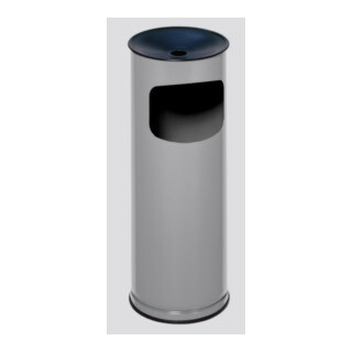 Combinaison cendrier rond VAR, insert entonnoir, diam.xh 250x610 mm, insert cendrier noir, plateau en aluminium pour les déchets de cigarettes, couleur bleu gentiane