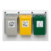 VAR Collecteur de déchets modèle "City" mural G3 combinaison 3 pièces autocollants pictogrammes vert jaune gris 3 x 15 l = 45 l-1