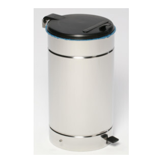 VAR Euro-Pedal en acier inoxydable poli avec couvercle plastique noir 60 l