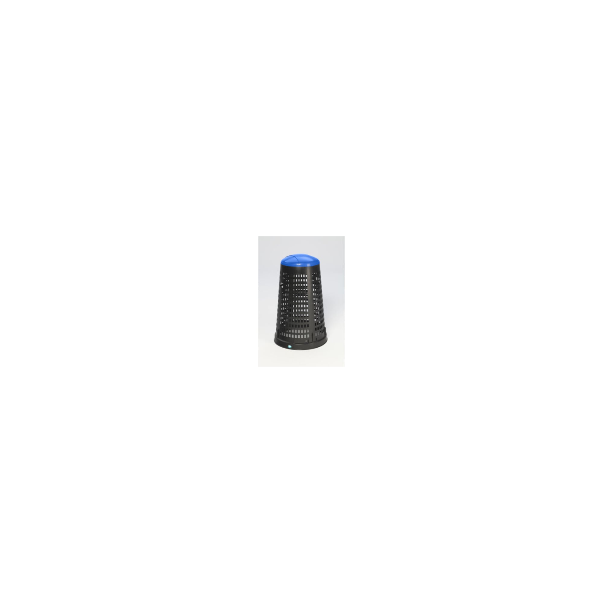 VAR Korbständer aus Kunststoff schwarz mit Klemmring und Deckel blau 90 l