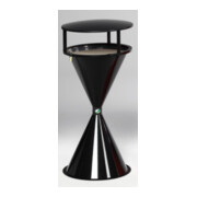 VAR Kunststoff-Standascher mit Dach Kunststoff schwarzgrau und Bodenronde feuerverz. kpl.