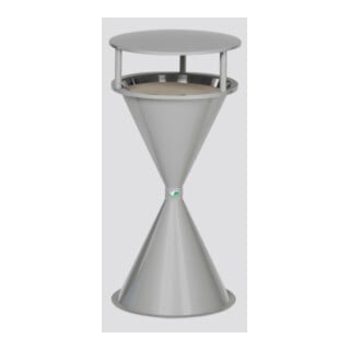 VAR Kunststoff-Standascher mit Dach Kunststoff silber und Bodenronde feuerverz. kpl.