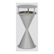 VAR Kunststoff-Standascher mit Dach Kunststoff silber und Bodenronde feuerverz. kpl.