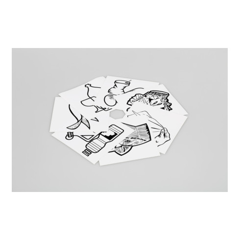 VAR Piktogramm-Aufklebersatz 7-fach schwarz/weiß (Wertstoffe Papier+Restmüll+Glas+Metall+Biomüll+Putztücher)