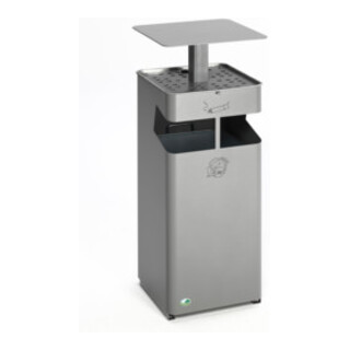 VAR Récipient à cendres/déchets avec toit L 35 argent 38 l