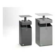 VAR Récipient à cendres/déchets avec toit L 35 couleur fer pailleté 38 l