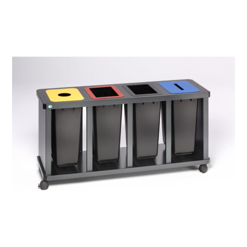 VAR Station de collecte de matériaux ''Tetris'' 4 conteneurs KS argent antique 230 l