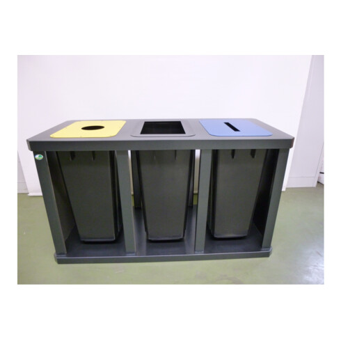 VAR Station de collecte de matériaux "Tetris" 3 conteneurs KS argent antique 230 l
