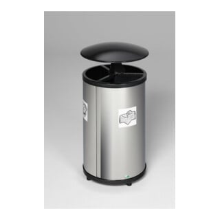 VAR Station de tri 3 compartiments avec toit VA poli 90 l