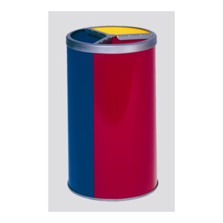 VAR Station de tri 3 compartiments sans toit jaune bleu rouge 90 l