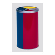 VAR Station de tri 3 compartiments sans toit jaune bleu rouge 90 l