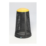 VAR Support panier en plastique noir avec bague de serrage et couvercle jaune 90 l