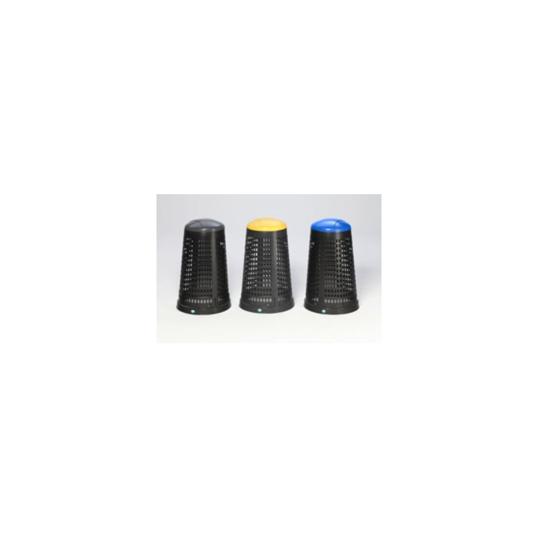 VAR Support panier en plastique noir avec bague de serrage et couvercle jaune 90 l