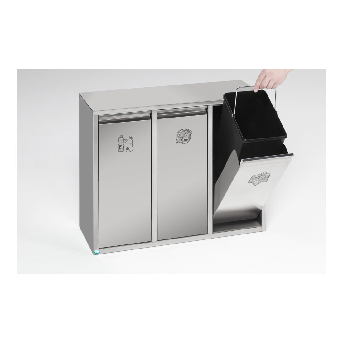 VAR Système de tri des déchets 36 l en acier inoxydable, sur pied ou mural 36 l