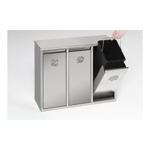 VAR Wertstoffsortiersystem 36 l Edelstahl als Stand- oder Wandgerät 36 l