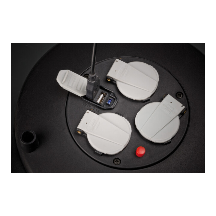 Vario-Line kabelbox met USB laadstation zwart 10m H05VV-F 3G1.5