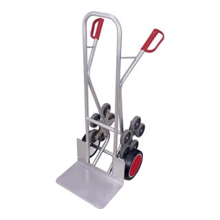VARIOfit Aluminium Treppenkarre mit 2 fünfarmigen Radsternen und Vollgummibereifung Schaufel 480 x 300 mm