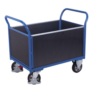 VARIOfit Chariot à parois hautes pour charges lourdes avec plateau contreplaqué, capacité 1000 kg