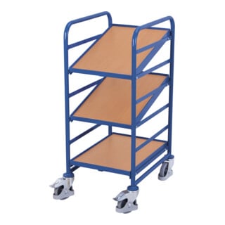 VARIOfit Chariot à caisses Euro avec 3 étagères en bois