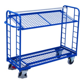 VARIOfit Chariot à étagères avec 2 plateaux en fil métallique