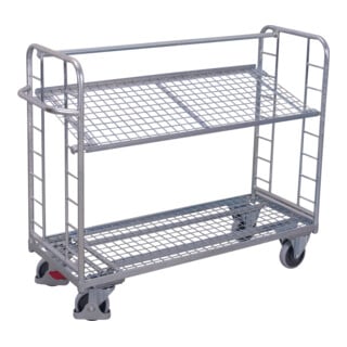 VARIOfit Chariot à étages avec 2 plateaux en treillis métallique galvanisé 2