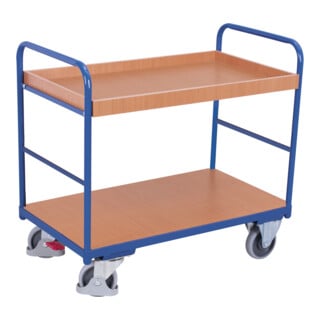 VARIOfit Chariot à étages bas 2 plateaux et 1 tablette 160 mm caoutchouc thermoplastique