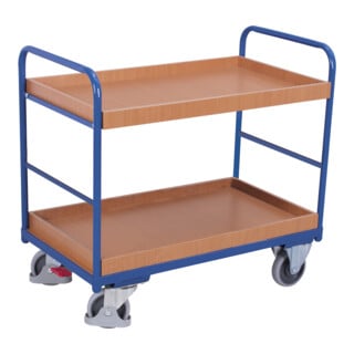VARIOfit Chariot à étages bas 2 plateaux, pneus en caoutchouc thermoplastique