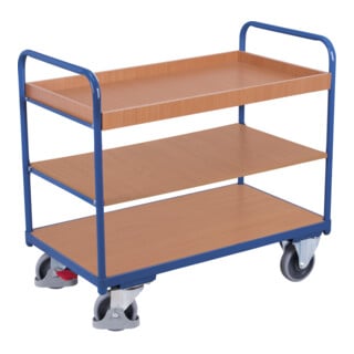 VARIOfit Chariot à étages bas 2 plateaux et 1 tablette 160 mm caoutchouc thermoplastique