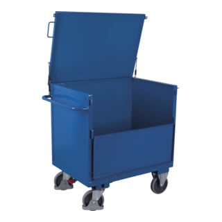 VARIOfit Chariot à caisse en tôle soudé fixe, avec couvercle 800415
