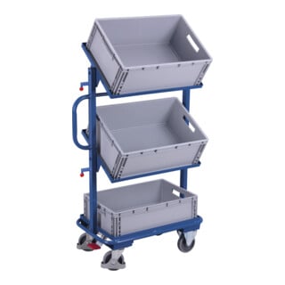 VARIOfit Chariot d’appoint avec 3 étagères en bois inclinables 400803