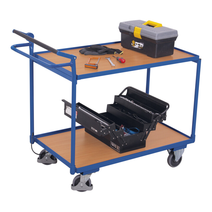 VARIOfit Chariot d’atelier avec 2 plateaux et frein de sécurité homme mort