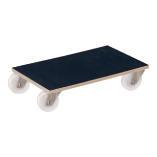 VARIOfit Chariot de meuble avec roulettes en plastique, tapis en caoutchouc nervuré noir, L 600 mm