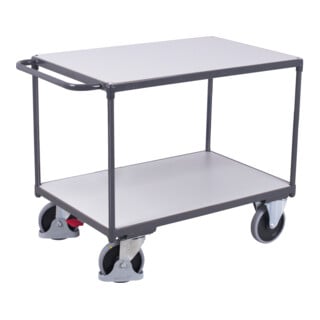VARIOfit Chariot de table ESD lourd avec plateaux et pneus en caoutchouc plein