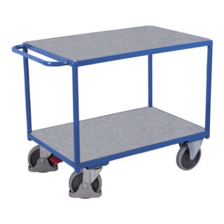 VARIOfit Chariot de table lourd avec 2 plateaux en tôle galvanisée 800505