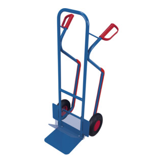 VARIOfit Chariot en tube d'acier avec pelle rabattable, pneus gonflables, patins pour escaliers, pelle 320 × 255 mm