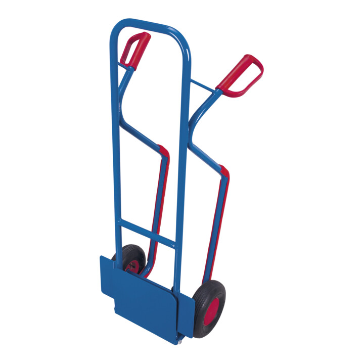 VARIOfit Chariot en tube d'acier avec pelle rabattable, pneus gonflables, patins pour escaliers, pelle 320 × 255 mm